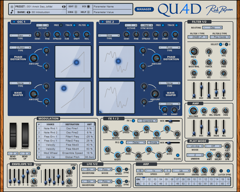 Rob Papen Quad - Rack Extension Synthesizer Plug-in (Download)