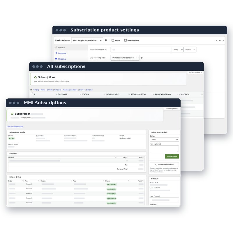 MMI Subscriptions admin screens