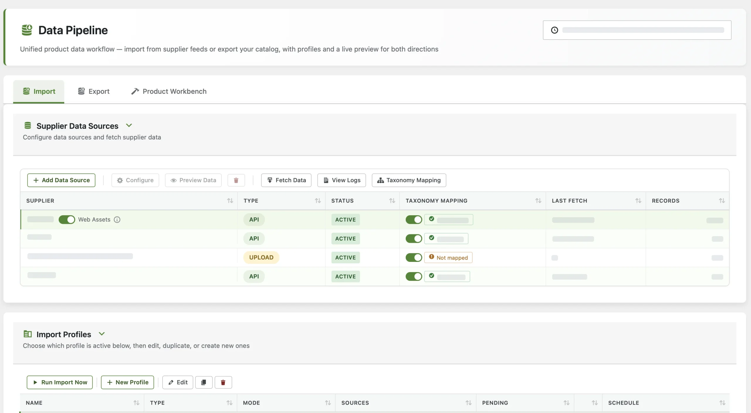Supplier data sources