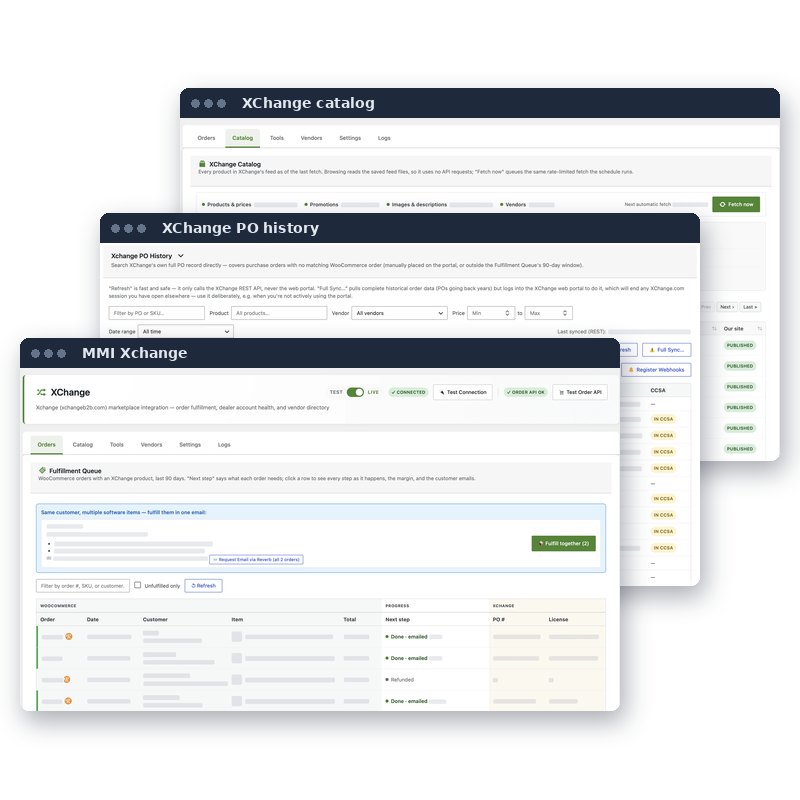 MMI Xchange admin screens